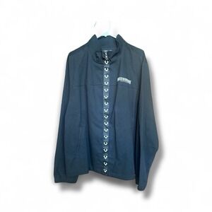 NWT True Religion Jacket Mens L Black Zip Up‎ Buddha Back Logo Streetwear Y2K